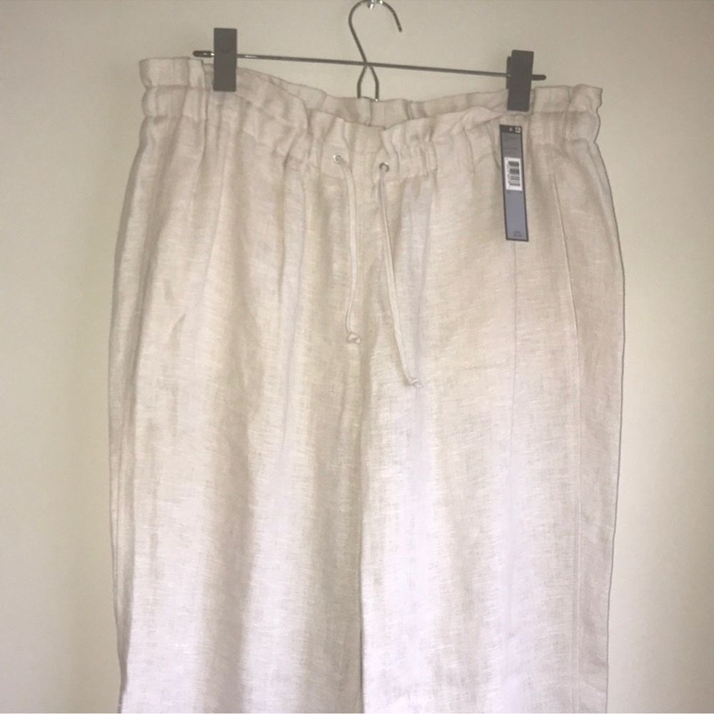 Cream Linen Drawstring Pants